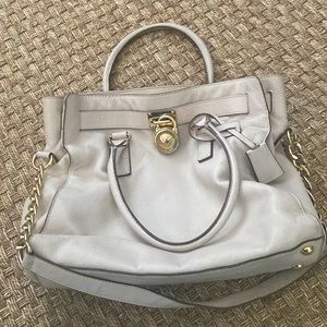 Michael Kors white leather bag with gold chain